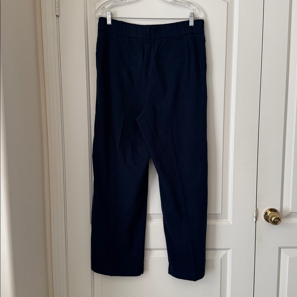 Women’s Navy Wide-Leg Linen Dress Pants - Picture 3 of 5